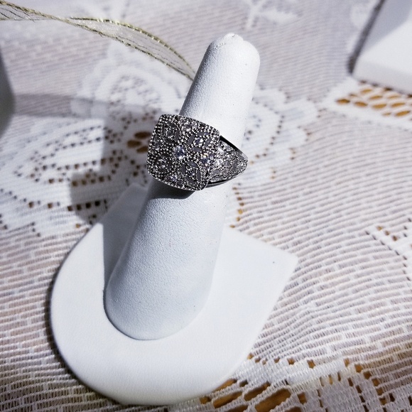 Silver White sapphire deco art ring unique - Picture 3 of 3